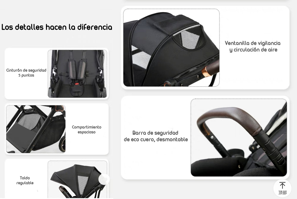 Coche De Paseo Modo Apego Y Panorámico Lubabycas Rosado