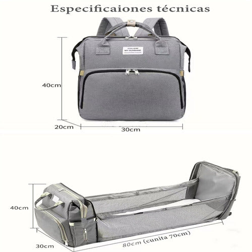 Mochila Maternal 3 En 1 Con Cunita Lubabycas Gris