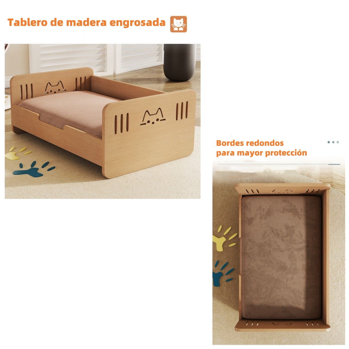 Cama Para Mascotas Madera Con Colchón 50x70cm By LuBabycas