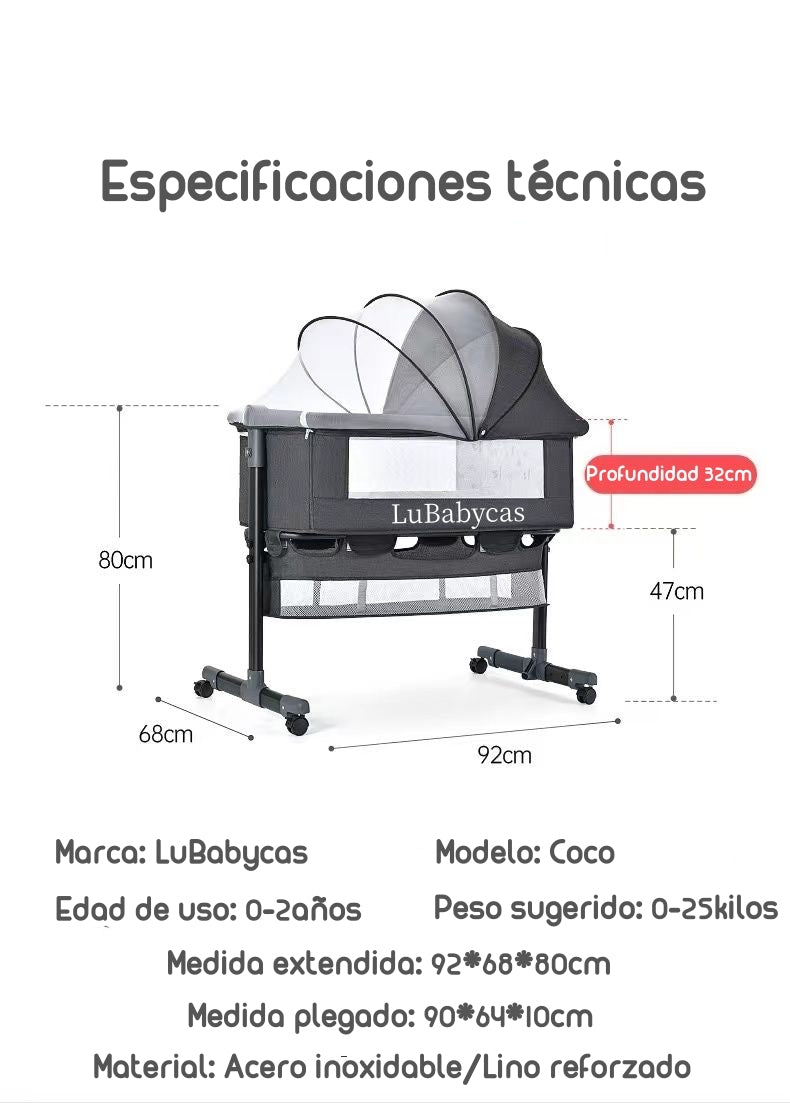 Cuna Colecho Con Mudador Y Accesorios Lubabycas Café
