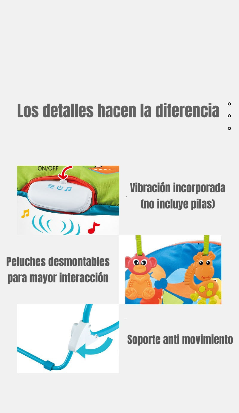 Mecedora Silla de Comer 2 en 1 Vibración Azul LuBabycas