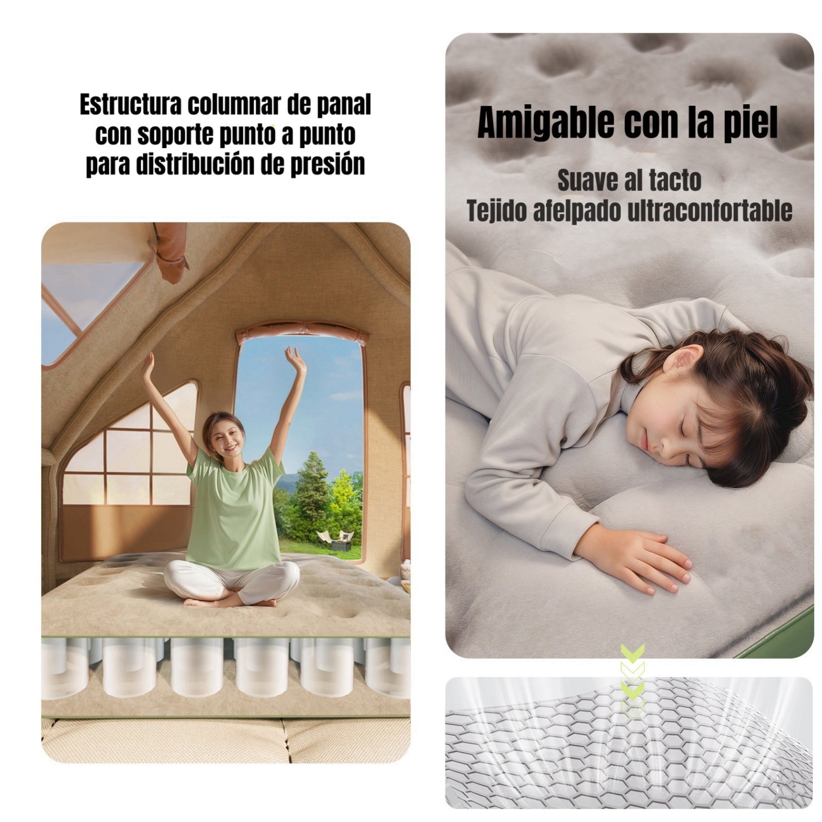 Colchón Cama Inflable Eléctrico Con Cojín Bolso 2 Plazas