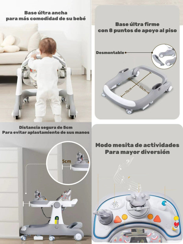 Andador Caminador 5 En 1 Con Apoya Pies Lubabycas Rojo