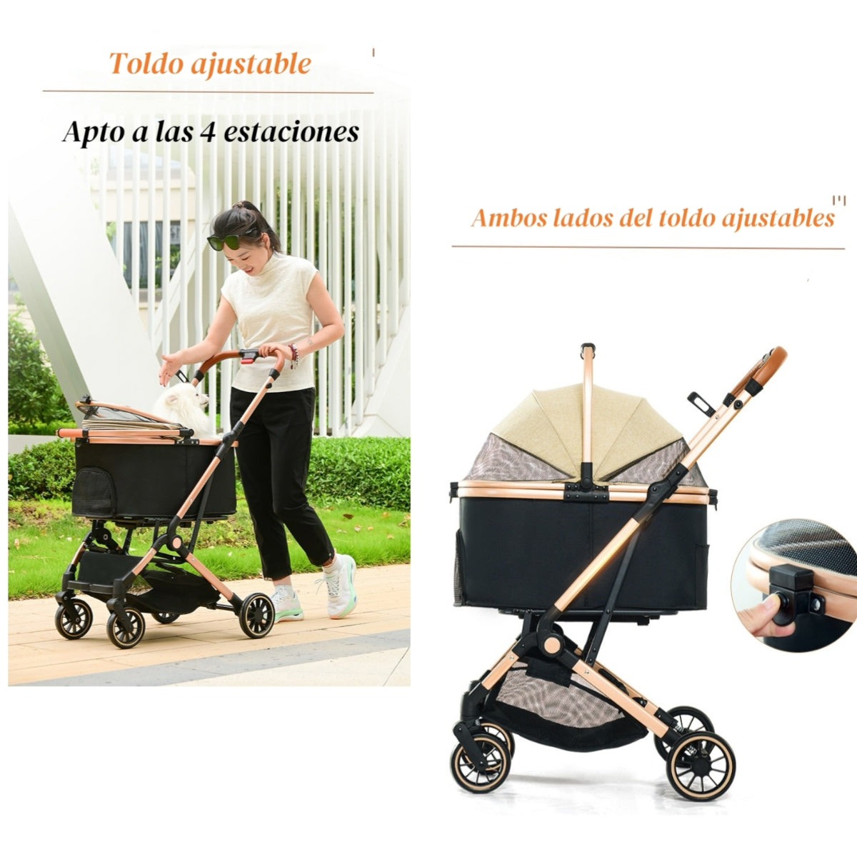 Coche Para Mascotas Premium 2 En 1 C106 Rosado LuBabycas