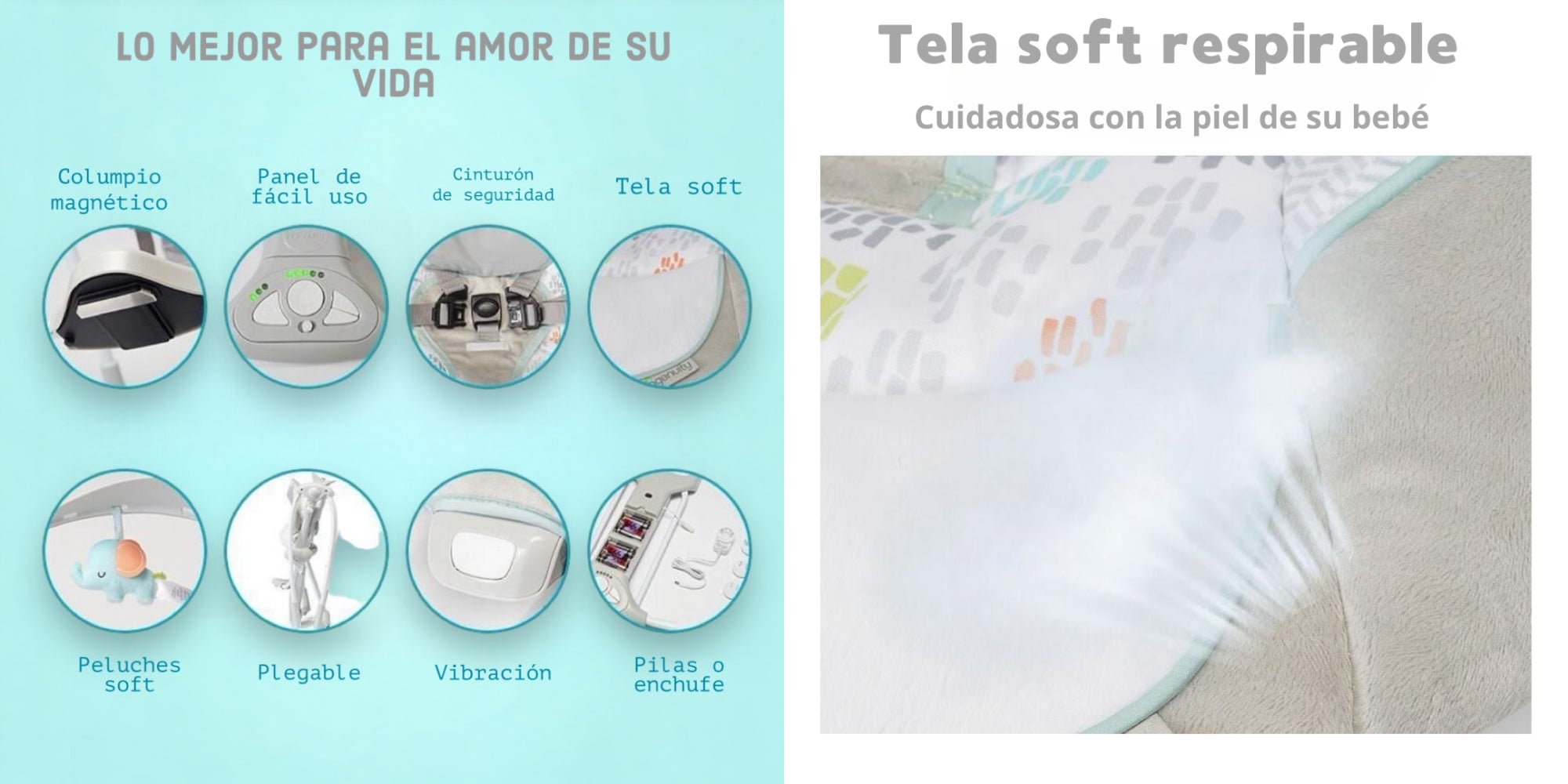 Columpio Mecedora Eléctrico Vibración Ingenuity Lubabycas