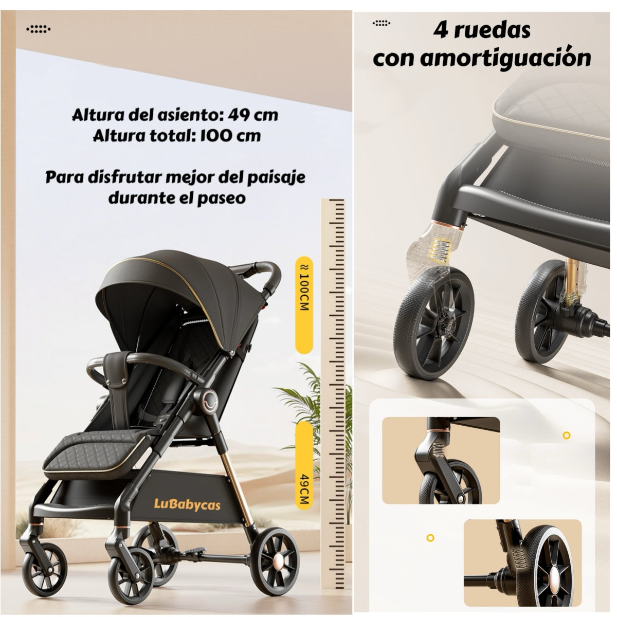 Coche De Paseo Últra Resistente 25kg Tek Negro LuBabycas