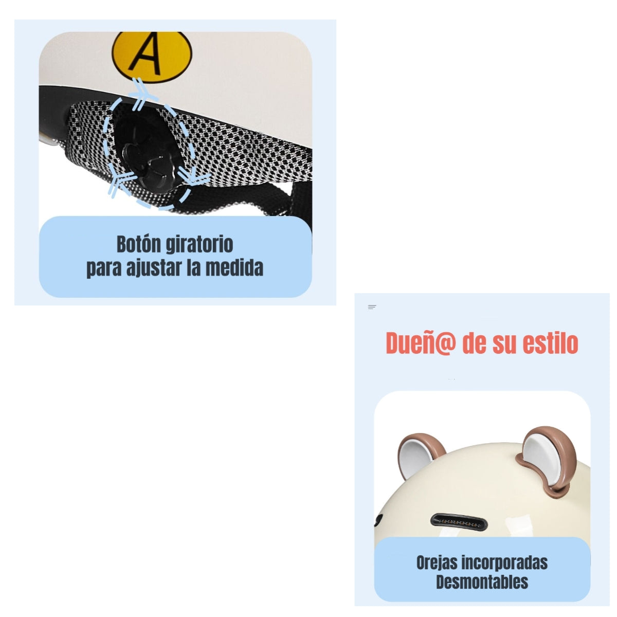 Casco Bicicleta Regulable Con Mica Para Niños Crema