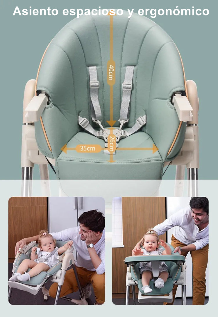 Silla De Comer Reclinable Y Plegable Crema Lubabycas