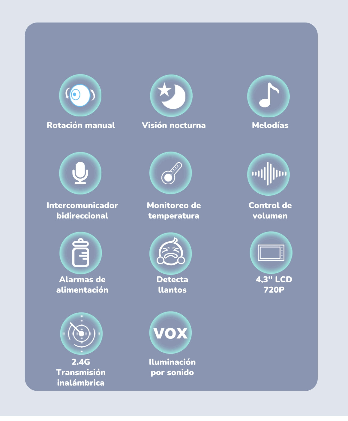 Cámara Monitor Inteligente 720P Pantalla 4,3 pulgadas LuBabycas