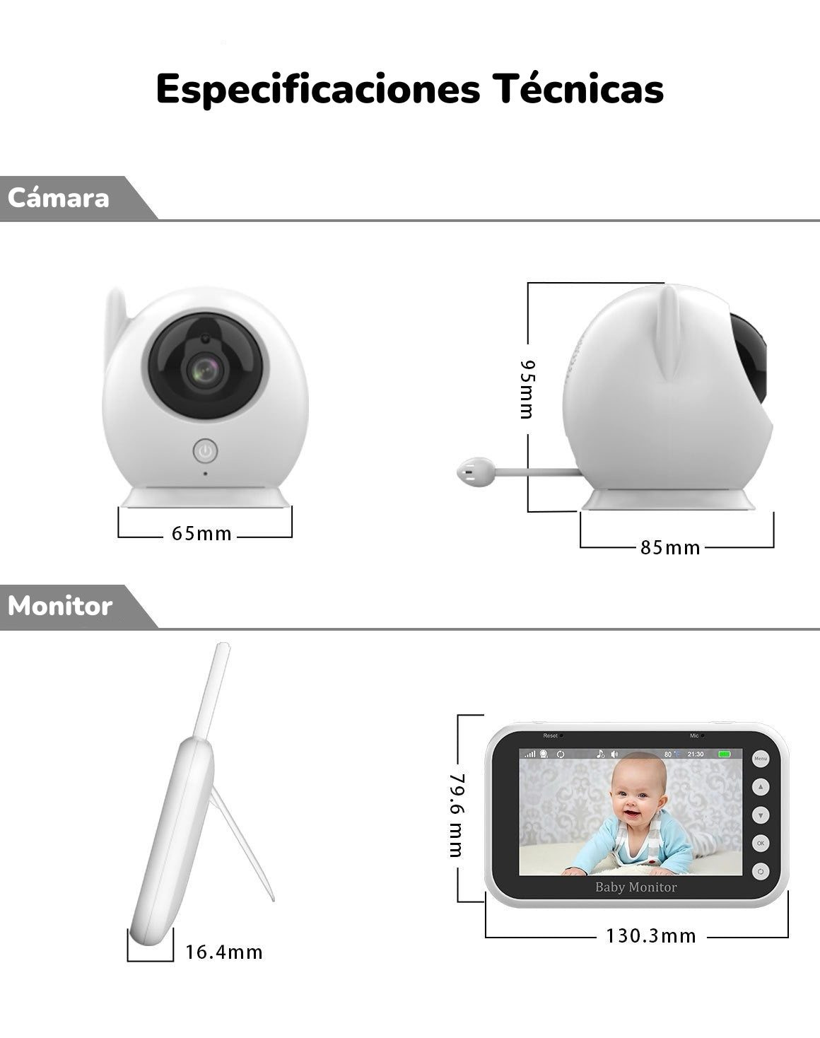 Cámara Monitor Inteligente 720P Pantalla 4,3 pulgadas LuBabycas