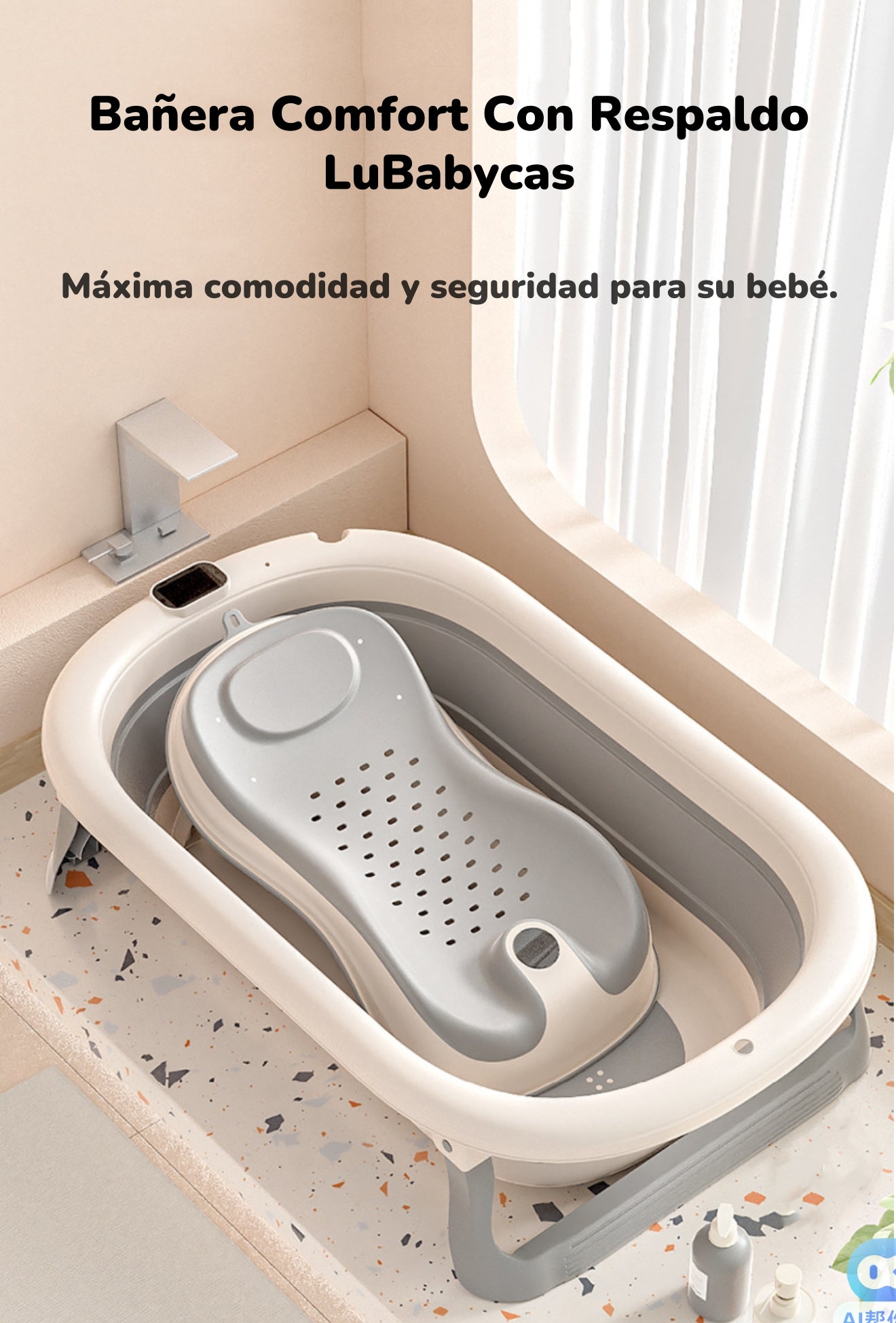 Bañera Con Respaldo De Ducha Comfort Gris LuBabycas