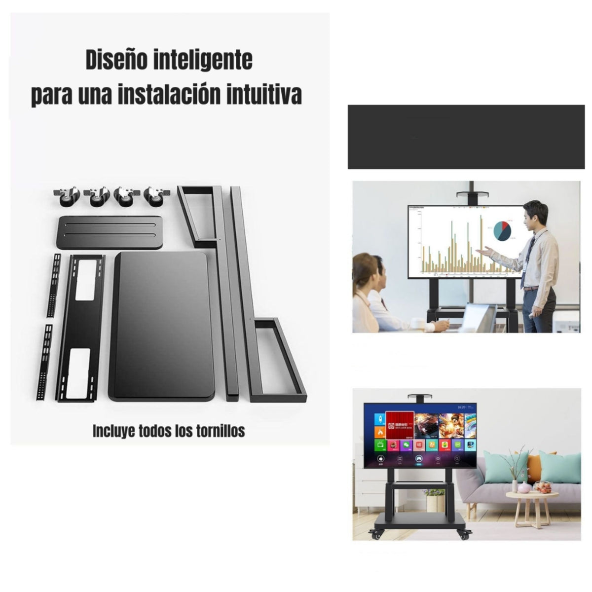 Soporte TV Rack Pedestal 32”-75” Con Ruedas By LuBabycas