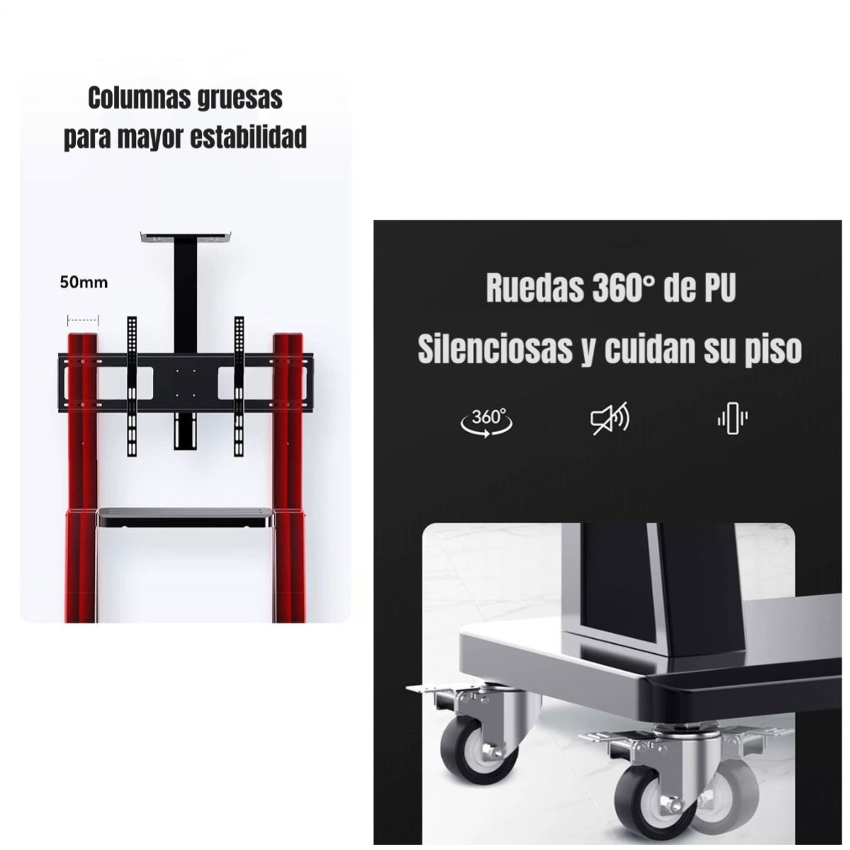 Soporte TV Rack Pedestal 32”-75” Con Ruedas By LuBabycas