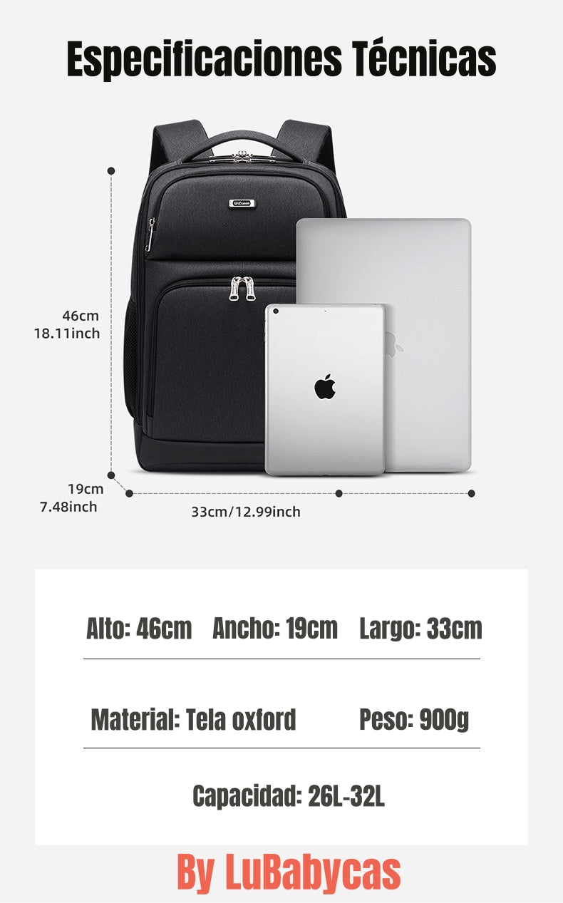 Mochila Notebook Inteligente Con USB Negra By LuBabycas