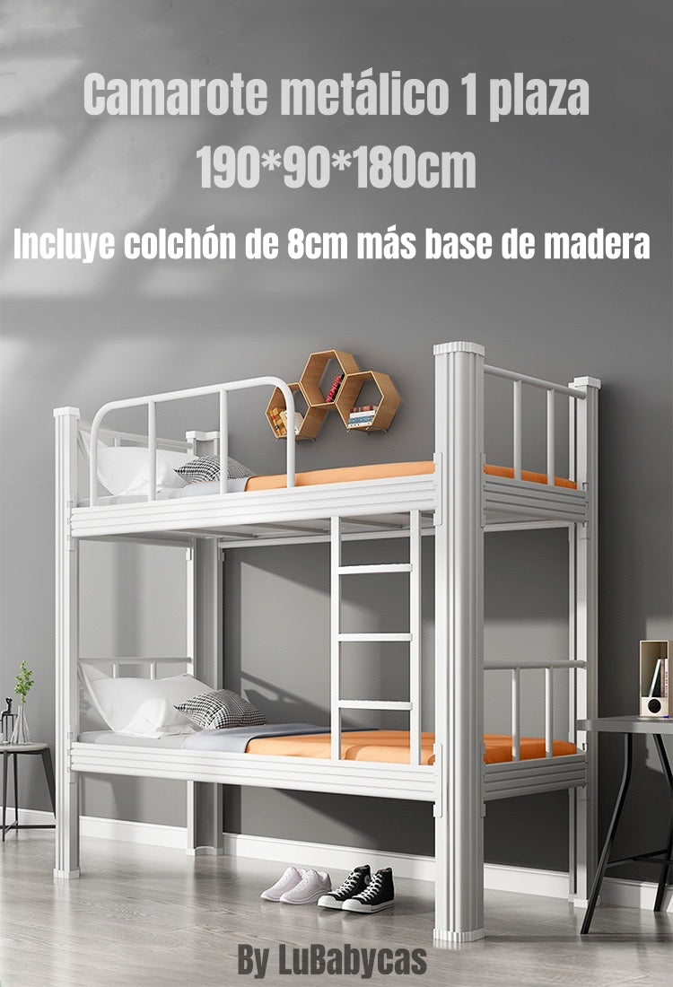 Camarote Metálico 1 Plaza Con Colchón 190x90x180cm By LuBabycas