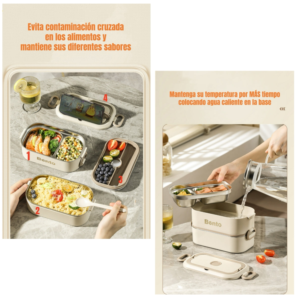 Lonchera Fiambrera Calentadora Más Bolso Térmico LuBabycas