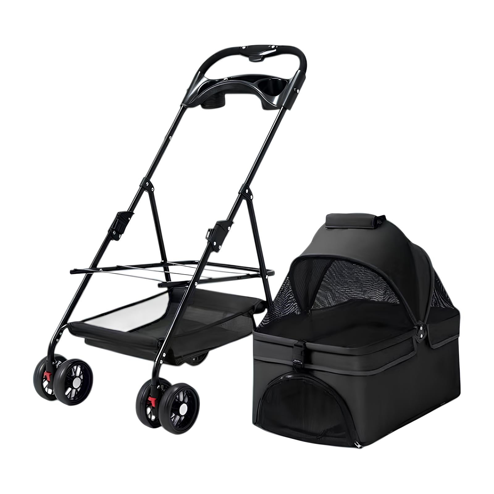 Coche Para Mascotas Perros Gatos 2 En 1 LuBabycas Negro
