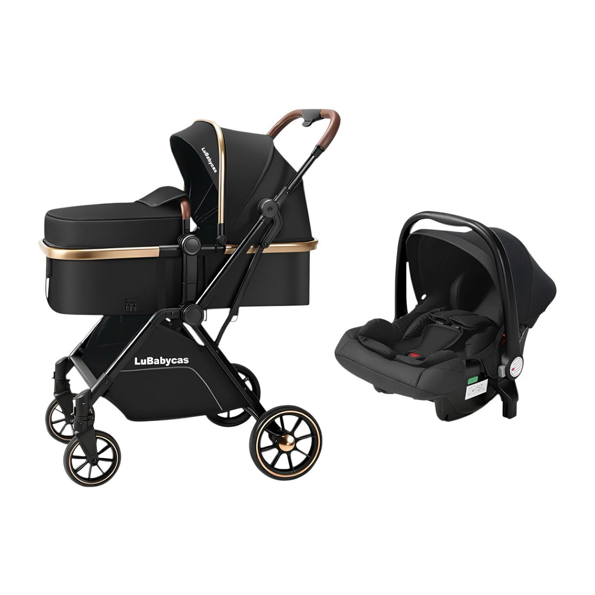 Coche Travel System LuBabycas 0-4 Años Aluminio Alvin Negro