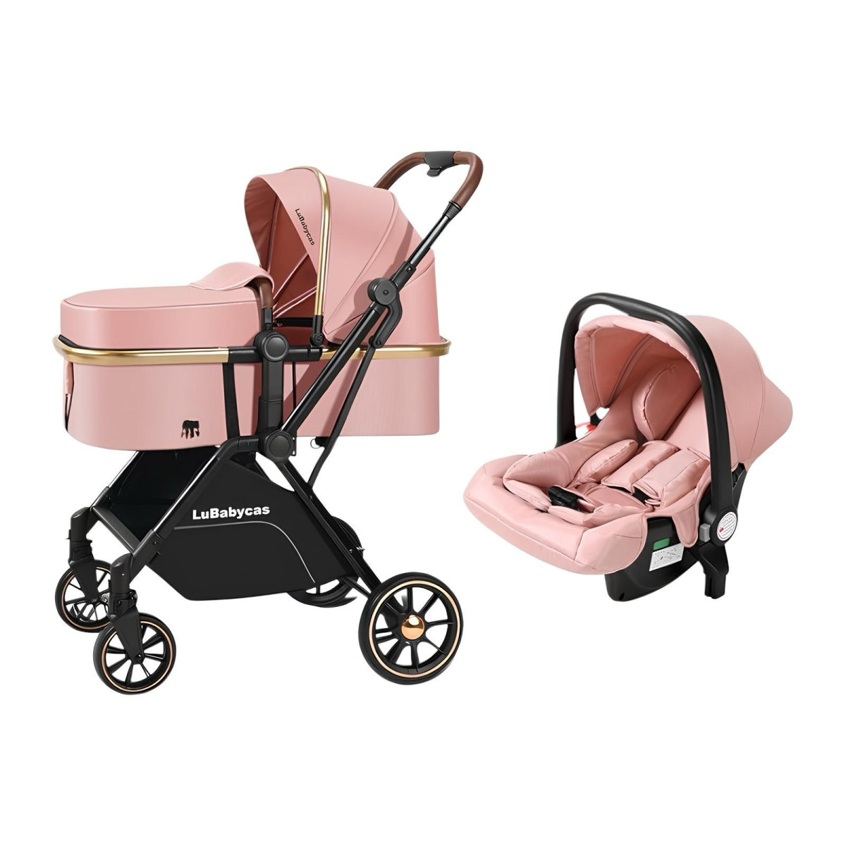 Coche Travel System LuBabycas 0-4 Años Aluminio Alvin Rosado