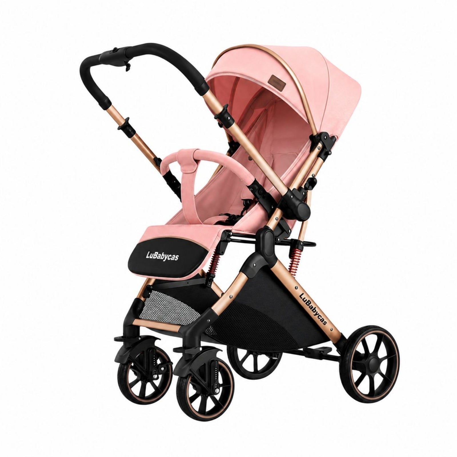 Coche De Paseo Reversible LuBabycas Con Cubre Pies B1 Rosado
