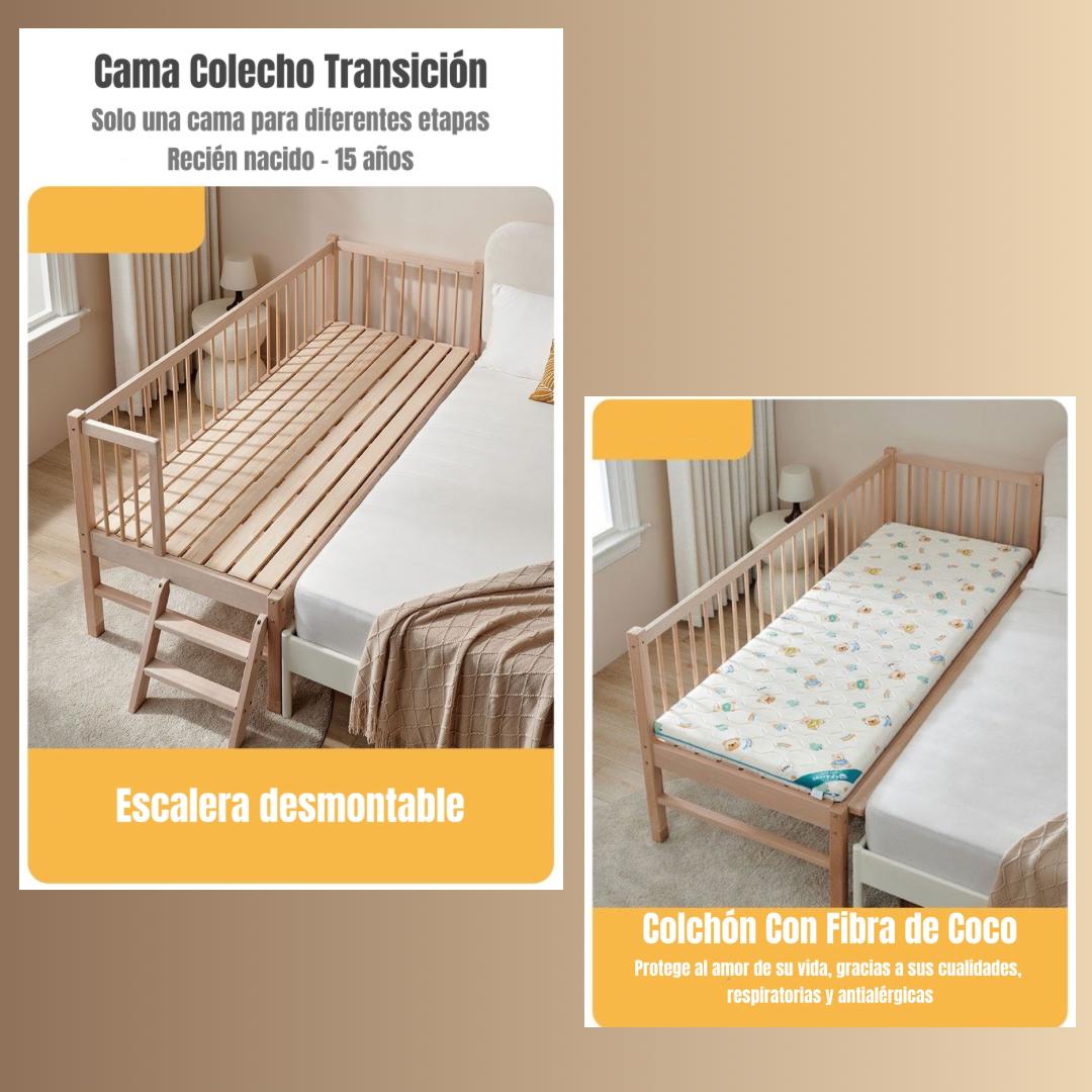 Cama Cuna Colecho Madera 150*70*86cm Con Colchón LuBabycas